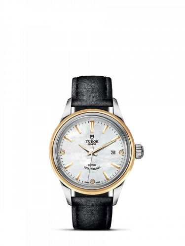 Tudor Style 28 Stainless Steel / Yellow Gold / MOP-Diamond / Strap M12103-0018