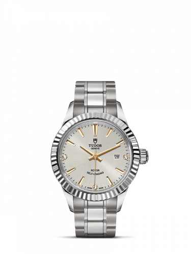 Tudor Style 28 Stainless Steel / Fluted / Silver-Diamond / Bracelet M12110-0011