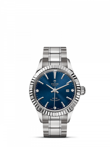 Tudor Style 28 Stainless Steel / Fluted / Blue-Diamond / Bracelet M12110-0017