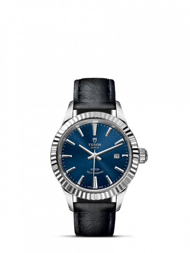 Tudor Style 28 Stainless Steel / Fluted / Blue / Strap M12110-0027