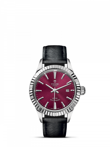Tudor Style 28 Stainless Steel / Fluted / Burgundy / Strap M12110-0028