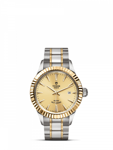 Tudor Style 28 Stainless Steel / Yellow Gold / Fluted / Champagne / Bracelet M12113-0001