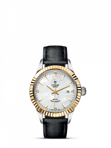 Tudor Style 28 Stainless Steel / Yellow Gold / Fluted / MOP-Diamond / Strap M12113-0027