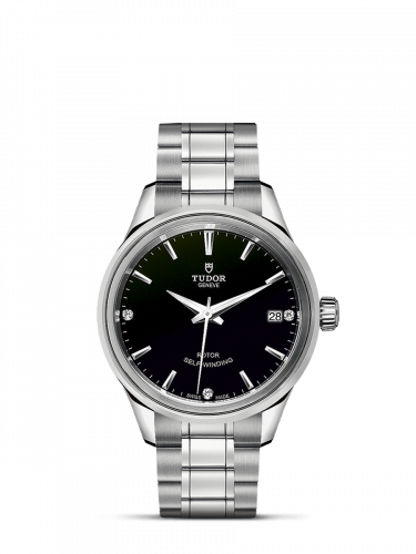 Tudor Style 34 Stainless Steel / Black-Diamond / Bracelet M12300-0004