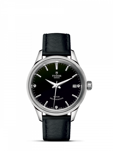 Tudor Style 34 Stainless Steel / Black-Diamond / Strap M12300-0008