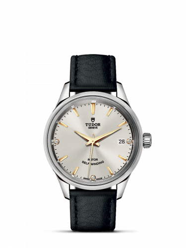 Tudor Style 34 Stainless Steel / Silver-Diamond / Strap M12300-0020