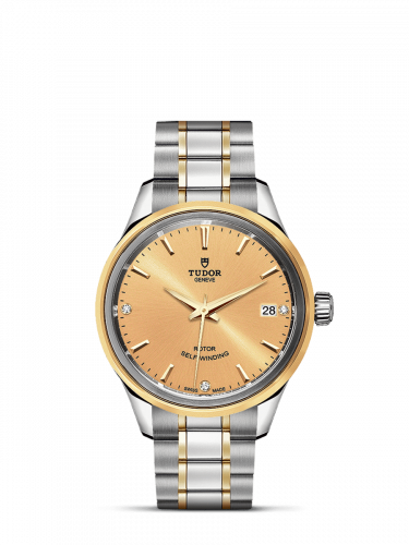 Tudor Style 34 Stainless Steel / Yellow Gold / Champagne-Diamond / Bracelet M12303-0004