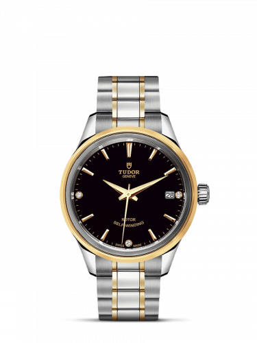 Tudor Style 34 Stainless Steel / Yellow Gold / Black-Diamond / Bracelet M12303-0006