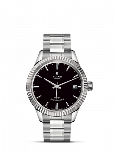 Tudor Style 34 Stainless Steel / Fluted / Black / Bracelet M12310-0003
