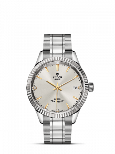 Tudor Style 34 Stainless Steel / Fluted / Silver-Diamond / Bracelet M12310-0011