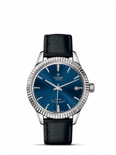 Tudor Style 34 Stainless Steel / Fluted / Blue / Strap M12310-0027
