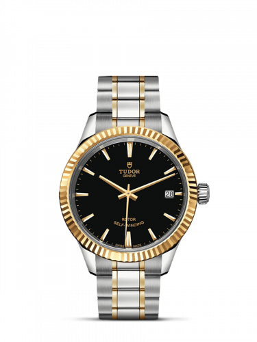 Tudor Style 34 Stainless Steel / Yellow Gold / Fluted / Black / Bracelet M12313-0005