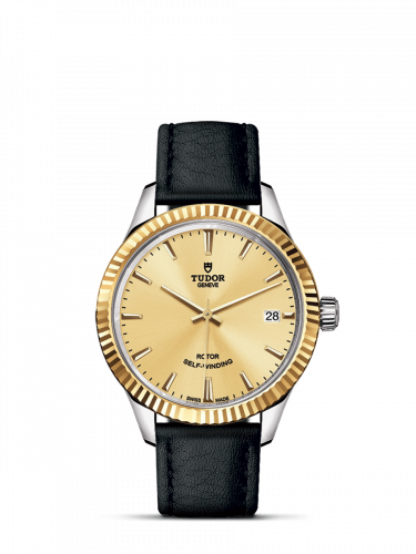 Tudor Style 34 Stainless Steel / Yellow Gold / Fluted / Champagne / Strap M12313-0017