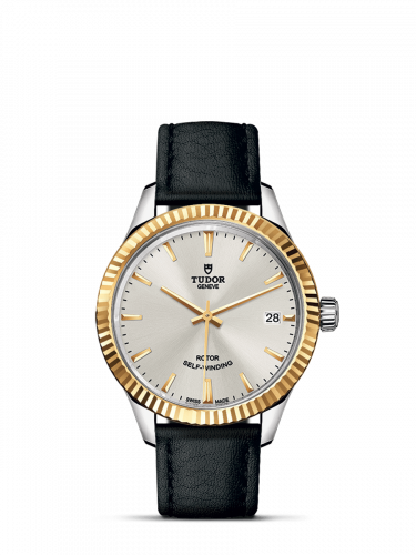 Tudor Style 34 Stainless Steel / Yellow Gold / Fluted / Silver / Strap M12313-0018