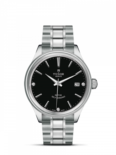 Tudor Style 38 Stainless Steel / Black-Diamond / Bracelet M12500-0004