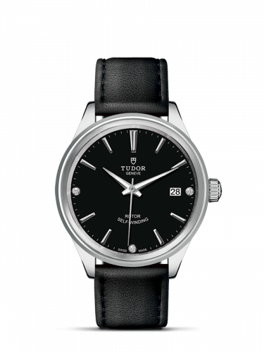 Tudor Style 38 Stainless Steel / Black-Diamond / Strap M12500-0008