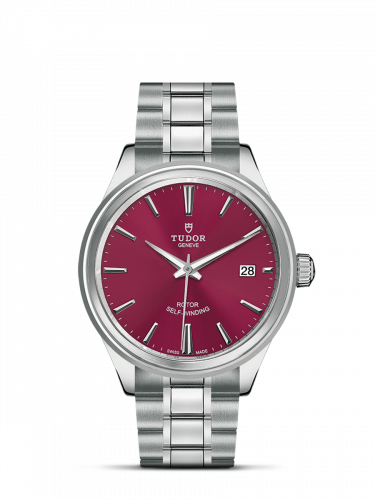 Tudor Style 38 Stainless Steel / Burgundy / Bracelet M12500-0011