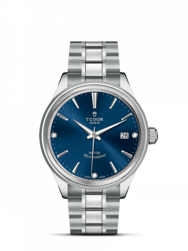 Tudor Style 38 Stainless Steel / Blue-Diamond / Bracelet M12500-0013