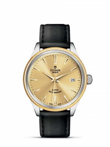 Tudor Style 38 Stainless Steel / Yellow Gold / Champagne / Strap M12503-0007