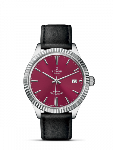 Tudor Style 38 Stainless Steel / Fluted / Burgundy / Strap M12510-0028