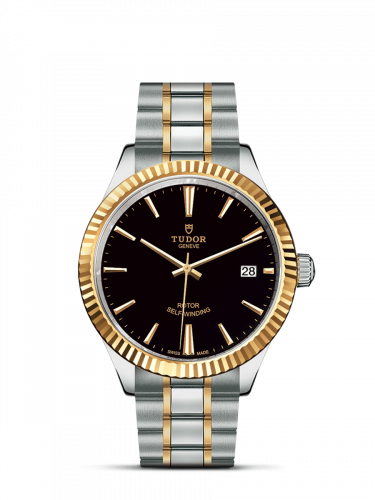 Tudor Style 38 Stainless Steel / Yellow Gold / Fluted / Black / Bracelet M12513-0005