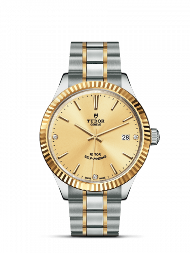 Tudor Style 38 Stainless Steel / Yellow Gold / Fluted / Champagne-Diamond / Bracelet M12513-0007