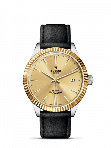 Tudor Style 38 Stainless Steel / Yellow Gold / Fluted / Champagne / Strap M12513-0017