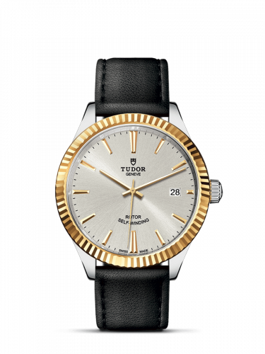 Tudor Style 38 Stainless Steel / Yellow Gold / Fluted / Silver / Strap M12513-0018