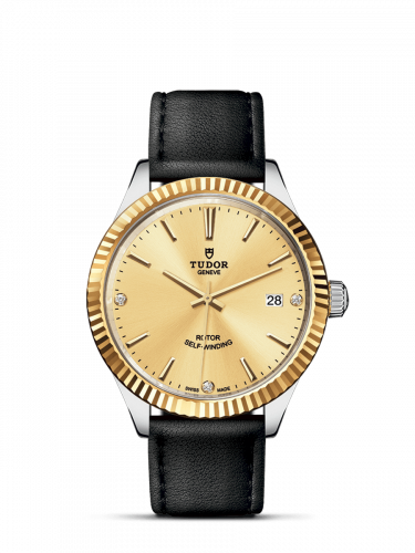 Tudor Style 38 Stainless Steel / Yellow Gold / Fluted / Champagne-Diamond / Strap M12513-0020
