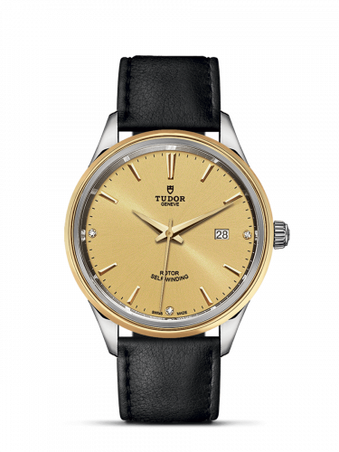 Tudor Style 41 Stainless Steel / Yellow Gold / Champagne-Diamond / Strap M12703-0010