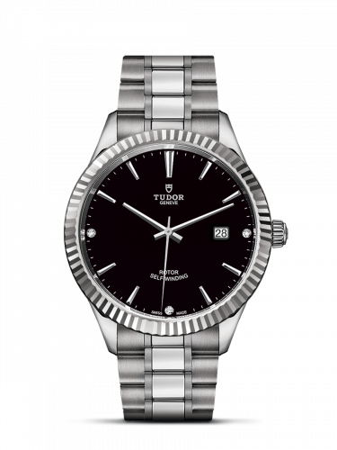 Tudor Style 41 Stainless Steel / Fluted / Black-Diamond / Bracelet M12710-0009