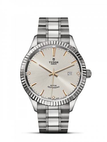 Tudor Style 41 Stainless Steel / Fluted / Silver-Diamond / Bracelet M12710-0011