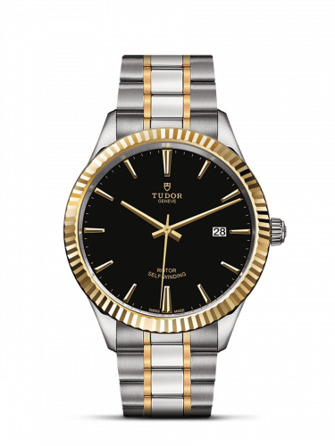 Tudor Style 41 Stainless Steel / Yellow Gold / Fluted / Black / Bracelet M12713-0005