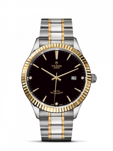 Tudor Style 41 Stainless Steel / Yellow Gold / Fluted / Black-Diamond / Bracelet M12713-0011