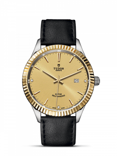 Tudor Style 41 Stainless Steel / Yellow Gold / Fluted / Champagne-Diamond / Strap M12713-0020