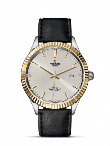 Tudor Style 41 Stainless Steel / Yellow Gold / Fluted / Silver-Diamond / Strap M12713-0021