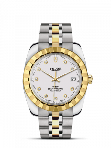 Tudor Classic 38 Stainless Steel / Yellow Gold / Fluted / White-Diamond / Bracelet M21013-0006