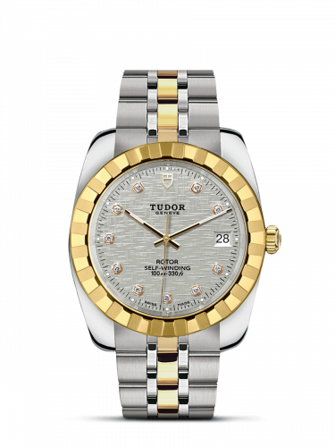 Tudor Classic 38 Stainless Steel / Yellow Gold / Fluted / Silver-Diamond / Bracelet M21013-0009