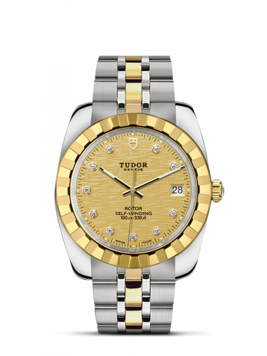Tudor Classic 38 Stainless Steel / Yellow Gold / Fluted / Champagne-Diamond / Bracelet M21013-0010