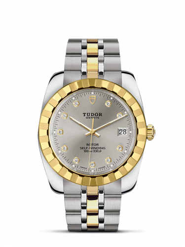 Tudor Classic 38 Stainless Steel / Yellow Gold / Fluted / Silver-Diamond / Bracelet M21013-0012