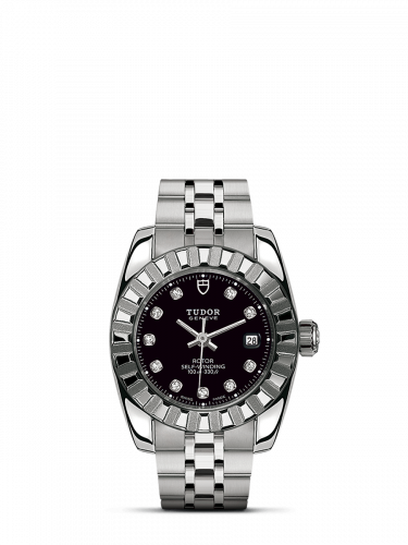 Tudor Classic 28 Stainless Steel / Fluted / Black-Diamond / Bracelet M22010-0012