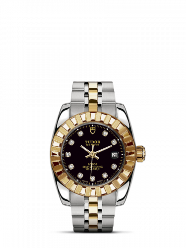 Tudor Classic 28 Stainless Steel / Yellow Gold / Fluted / Black-Diamond / Bracelet M22013-0005