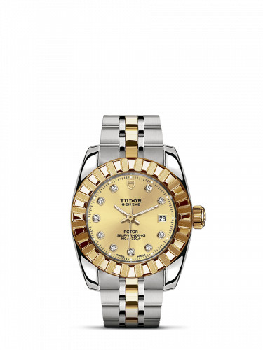 Tudor Classic 28 Stainless Steel / Yellow Gold / Fluted / Champagne-Diamond / Bracelet M22013-0007