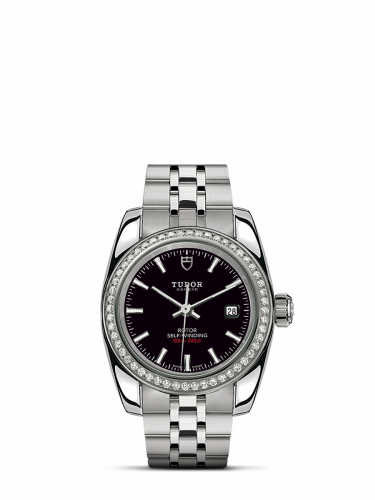 Tudor Classic 28 Stainless Steel / Diamond / Black / Bracelet M22020-0006