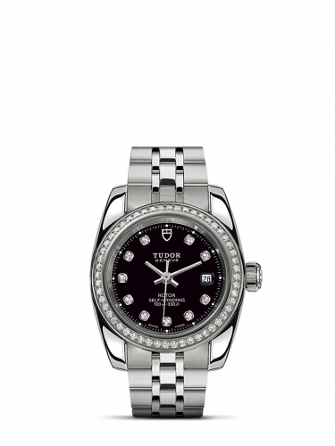 Tudor Classic 28 Stainless Steel / Diamond / Black-Diamond / Bracelet M22020-0007