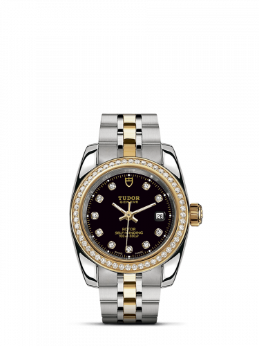 Tudor Classic 28 Stainless Steel / Yellow Gold / Diamond / Black-Diamond / Bracelet M22023-0008