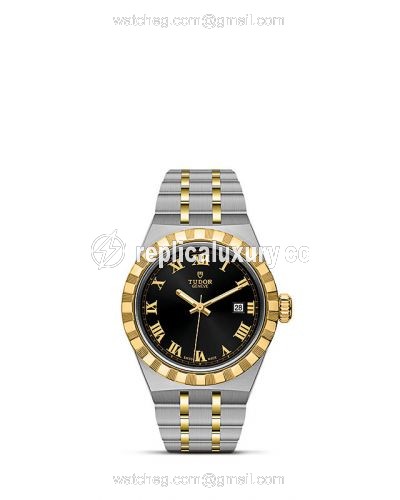 Tudor Royal Date 28 Stainless Steel / Yellow Gold / Black - Roman M28303-0003