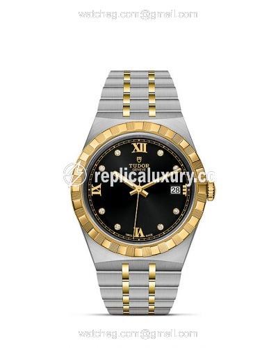 Tudor Royal Date 38 Stainless Steel / Yellow Gold / Black - Diamond M28503-0004