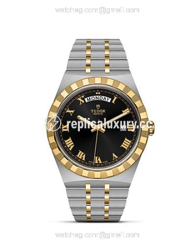 Tudor Royal Day-Date 41 Stainless Steel / Yellow Gold / Black - Roman M28603-0003
