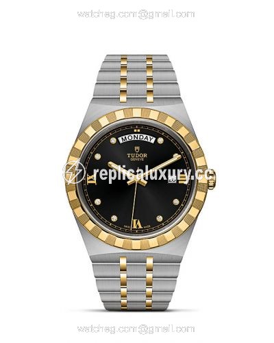 Tudor Royal Day-Date 41 Stainless Steel / Yellow Gold / Black - Diamond M28603-0005